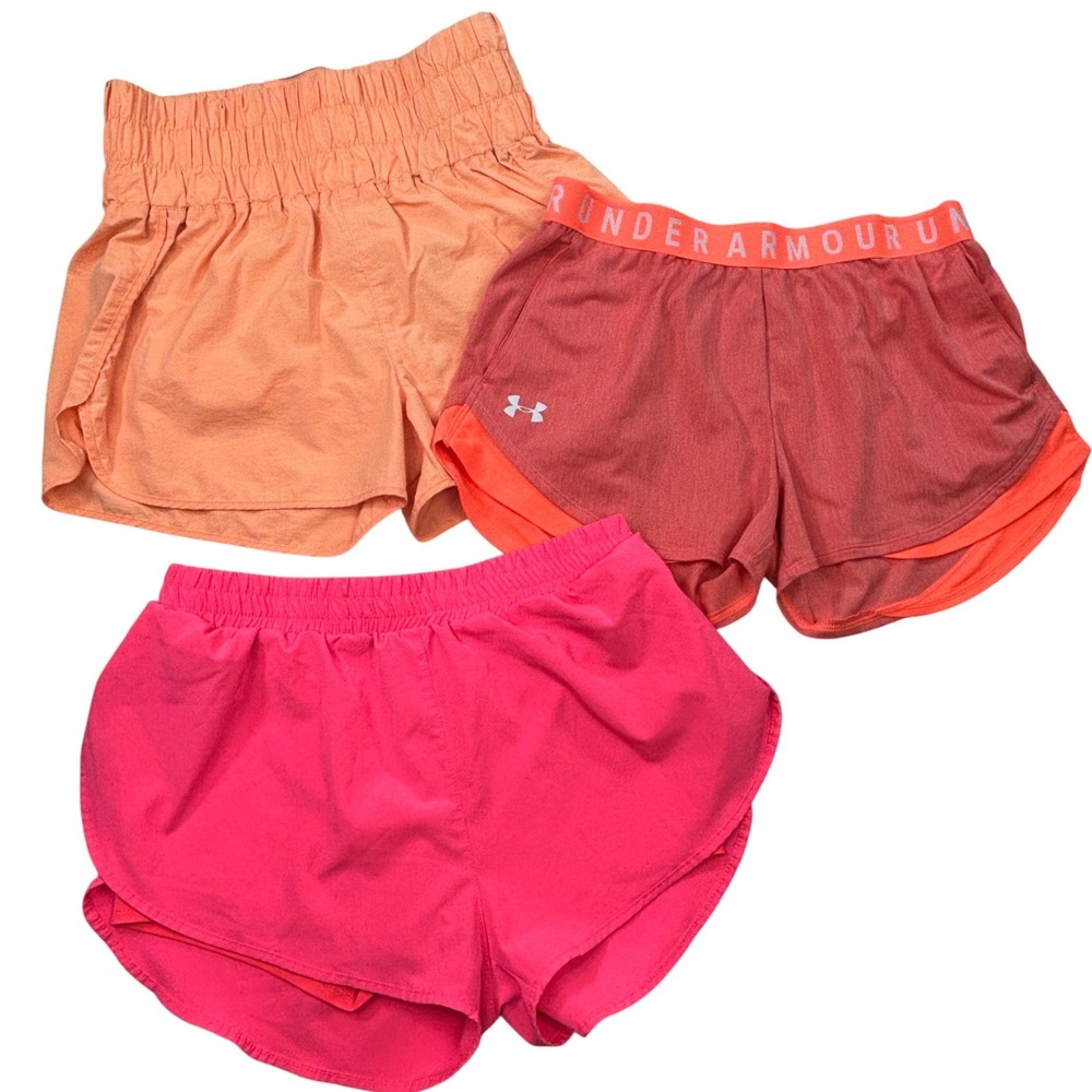 Womens Athletic Shorts Bundle 3pk Under Armour Zenana Shein Pink Orange Sz Large